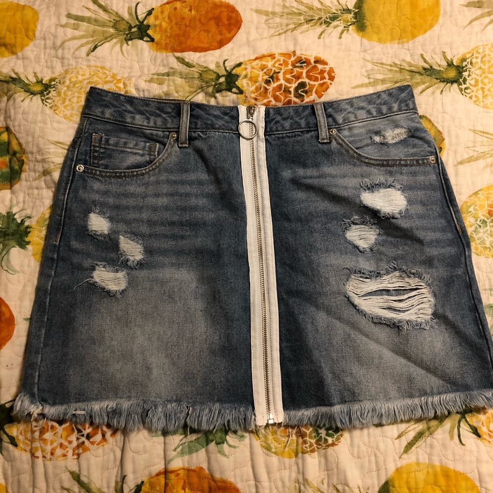 Distressed Jean Skirt